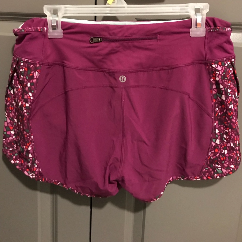 Purple Lululemon running shorts
